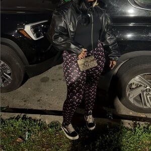 Marine Serre Black Moon-Printed Leggings